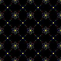 Atom seamless pattern isolated on black background vector