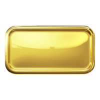 Gold rectangle button with frame isolated on transparent background png