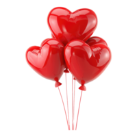 Heart shaped red balloons isolated on transparent background png