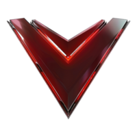 Three dimensional facing down arrow isolated on transparent background png