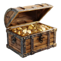 Treasure chest wooden box isolated on transparent background png