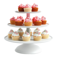 Cupcake stand with different tiers isolated on transparent background png
