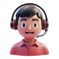 Customer support Call center three dimensional icon isolated on transparent background png