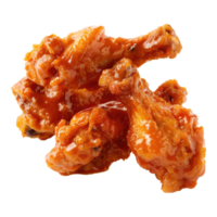 Crispy chicken wings topped with sauce isolated on transparent background png