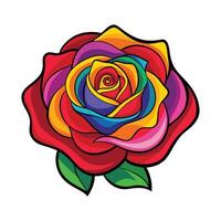 a colorful rose with leaves on it vector