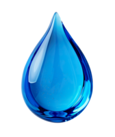 Stunning, high-resolution blue water droplet, perfect for designs related to hydration, purity, and environment. Water drop on transparent background. Cut out design element. png