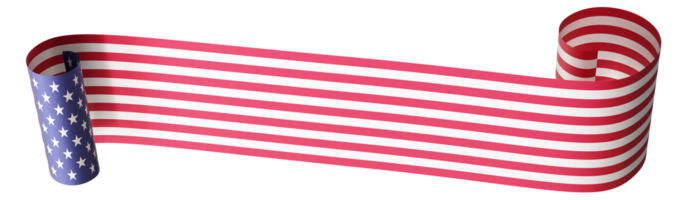 USA flag with dynamic ribbon twist, perfect as versatile header or footer for patriotic event flyers, or Independence Day banners. Divider. American flag on transparent background. 3D. png