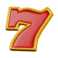 Lucky number seven isolated. 3D illustration png