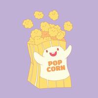 a cartoon illustration of a popcorn with the word's popcorn on it. vector