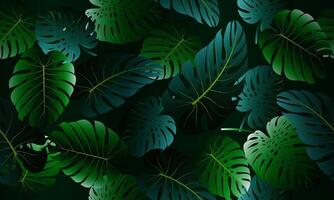 abstract green leaf texture, jungle leaf seamless floral pattern background. nature dark background. vector