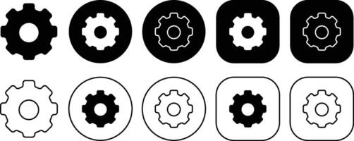 Black Setting Solid and Outline Icon vector