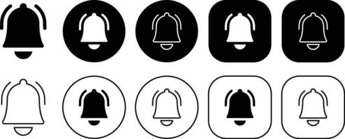 Black Notification Bell Ringing Solid and Outline Icon vector