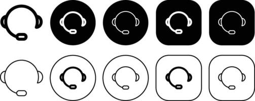 Black Customer Service Solid and Outline Icon vector