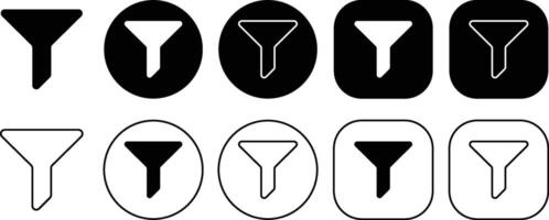 Black Filter Sort Solid and Outline Icon vector