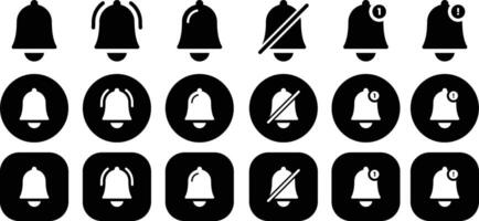 Black Notification Bell Solid Icon Set vector