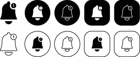 Black Notification Bell Warning Solid and Outline Icon vector
