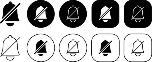 Black Notification Bell Mute Solid and Outline Icon vector