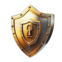 Golden Shield with Keyhole AI-Generative png