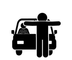 illustration of a person blocking a car vector