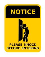 warning sign to knock on the door before entering vector