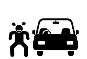 illustration of an angry person because the car is broken down and has run out of fuel vector