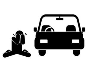 illustration of an angry person because the car is broken down and has run out of fuel vector