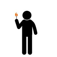 illustration of flat character lighting a match vector
