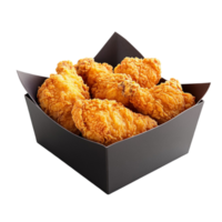 Deep Fried Chicken in Black Paper Box AI-Generative png