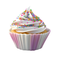 Decorated Cupcake with Colourful Sprinkles AI-Generative png