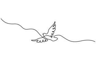 One continuous line drawing of flying up dove, Bird symbol of peace and freedom in simple linear style vector