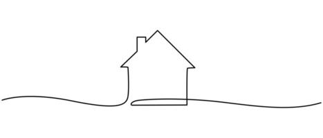 Continuous Thin Line Home Icon, illustration for the web design vector