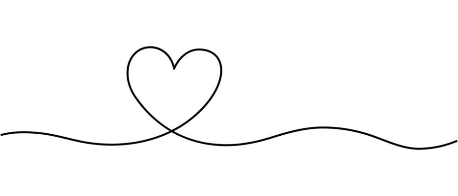 Heart continuous line art drawing, Hand drawn illustration in a continuous line