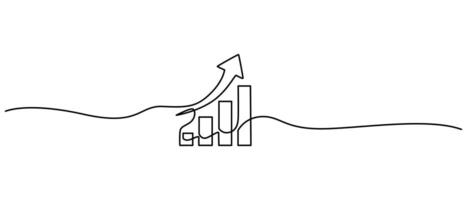 Growing graph in continuous line drawing style, Line art business chart icon pro illustration vector
