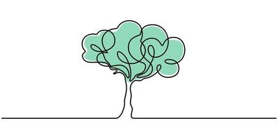 Continuous line drawing of tree on white background illustration vector