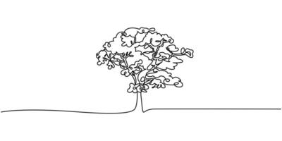 Continuous line drawing of tree on white background illustration vector