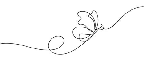 Continuous line drawing of beautiful butterfly, Single one line art of flying abstract butterfly for salon or spa business vector