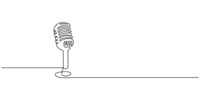 microphone line art style illustration eps 10, One single line drawing of retro old classic radio microphone for broadcasting vector