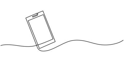 Phone line background One line drawing background, Continuous line drawing of smartphone vector