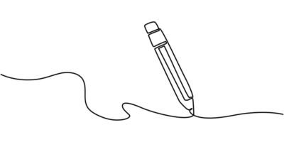pencil sketch line drawing style on white background, Continuous line drawing of pencil icon vector
