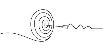 Continuous one line drawing of arrow shoted on the target arrow line art drawing illustration vector
