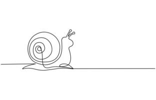 one line drawing of isolated object snail, One single line drawing of exotic snail mascot concept vector