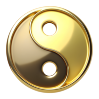yin yang symbol of Taoism made of gold isolated on transparent background. High quality illustration png