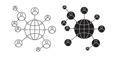 Networks. Business Connections. Social Media. linear icon on a white background. vector