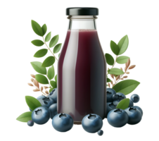 A bottle of blueberry juice aronia juice fresh blueberry juice transparent background png