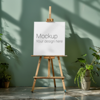 Mockup of a blank canvas on an easel psd