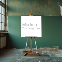 Mockup of a blank canvas in an empty room psd