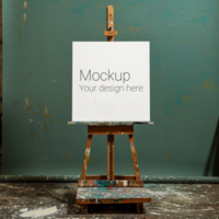 Mockup of a blank canvas on an easel psd