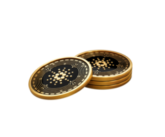 3d Stack Of Golden Cryptocurrency Cardano Rounded Coins Stack 3d Illustration png