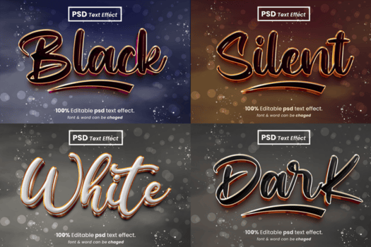 Multiple 3D Editable Text Effect psd