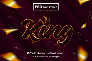King 3D Editable Text Effect psd